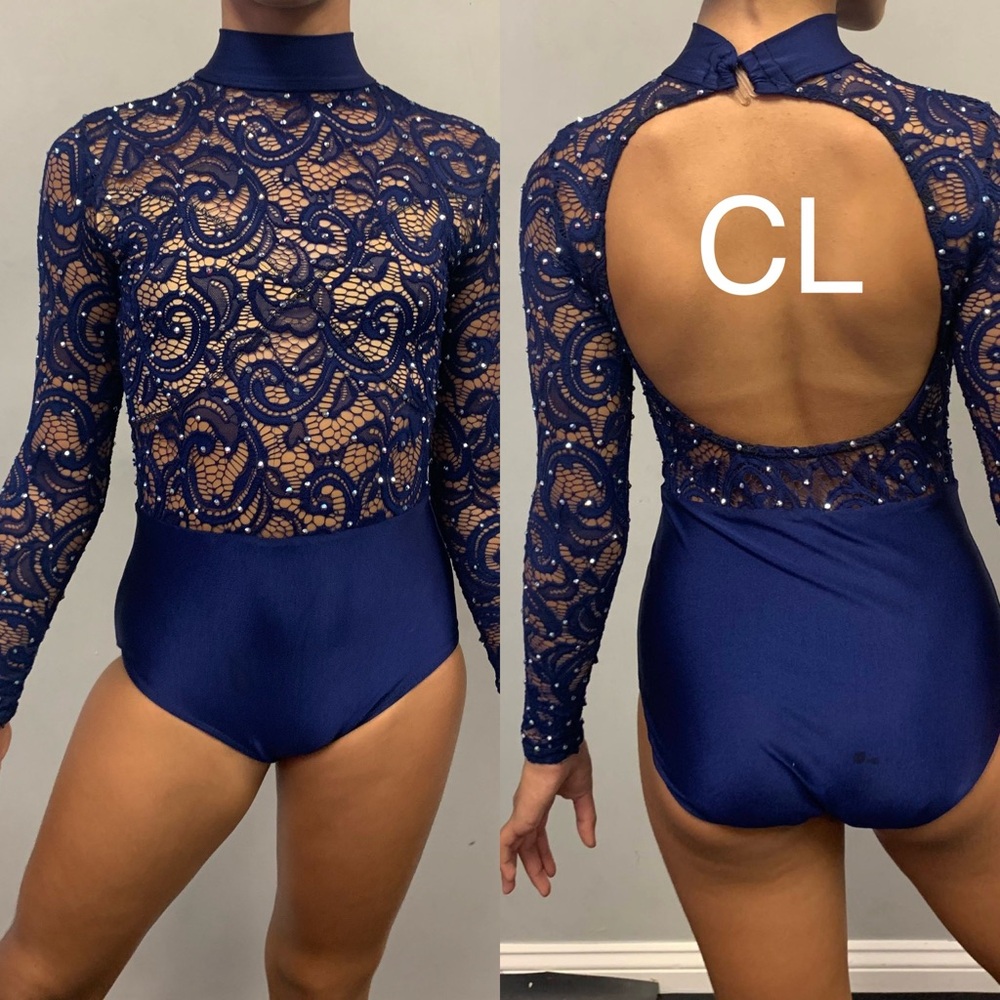 Navy lace leotard CL
